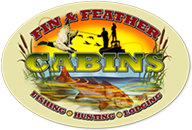 A logo of fin and feather cabins